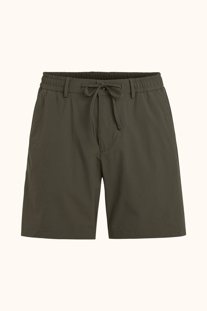 Regular Fit Drawstring Rip-Stop Stretch Shorts