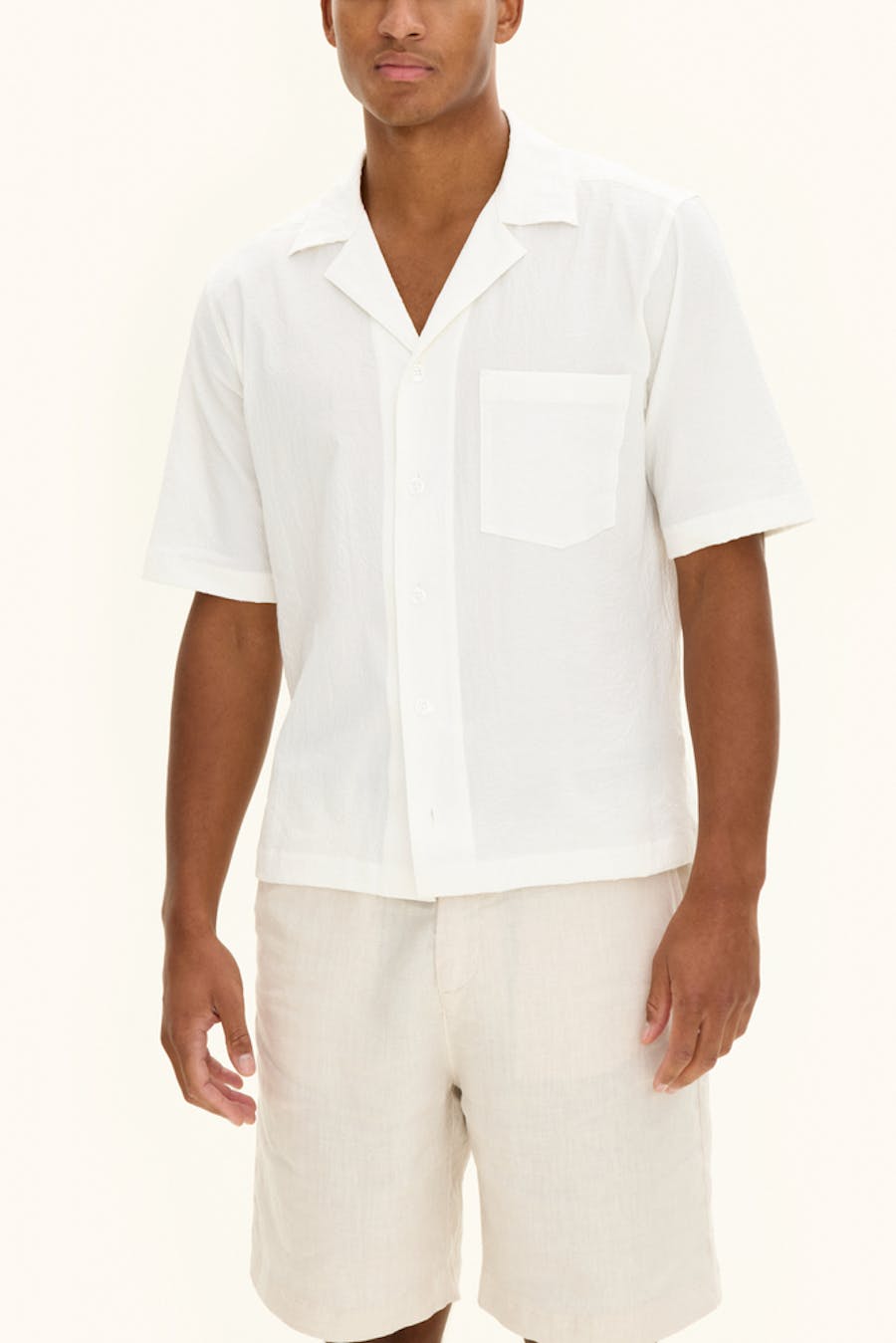 Regular Fit Bowling Collar Seersucker Shirt