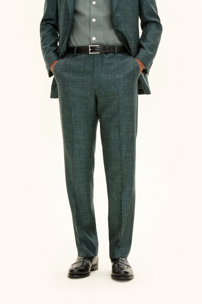 Regular Fit High Waist Linen Blend Trousers