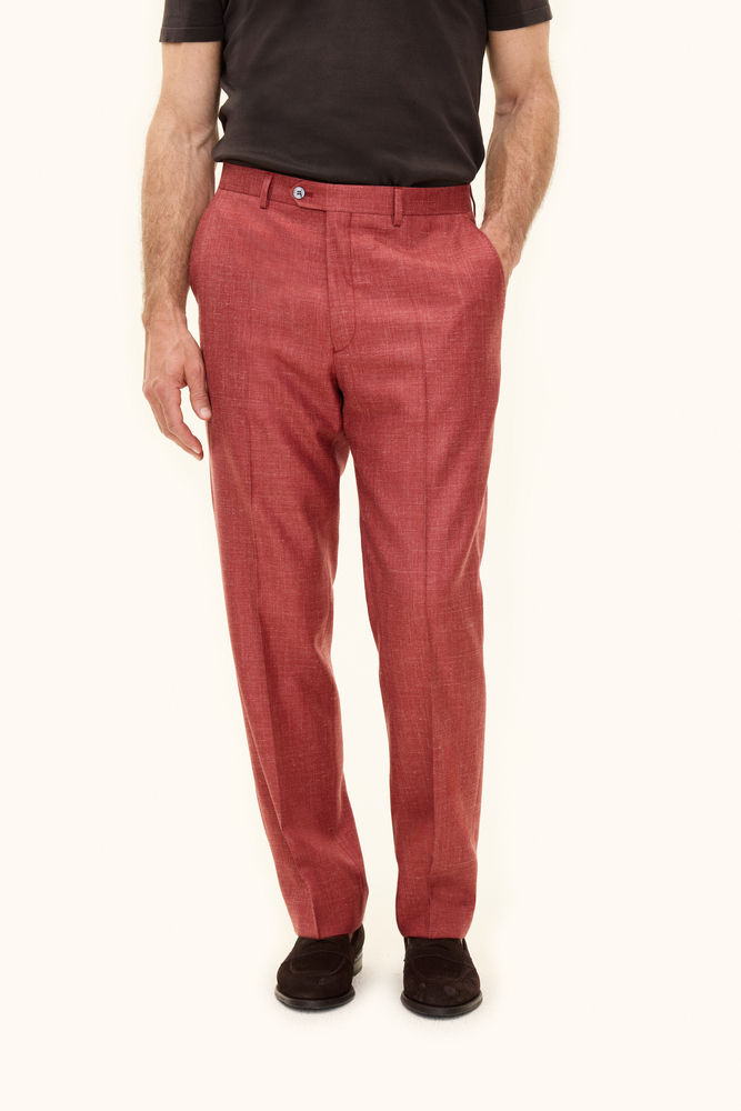 Regular Fit High Waist Linen Blend Trousers