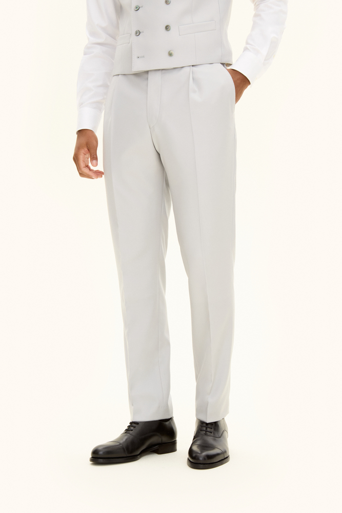 Regular Fit High Waist Wool Trousers