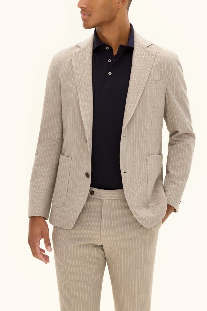 Regular Fit Seersucker Stripe Blazer