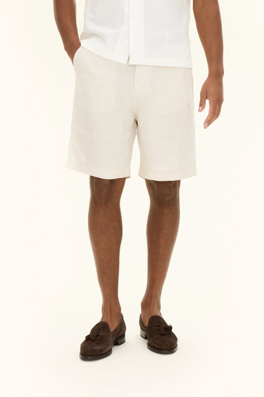 Regular Fit Garment Dye Linen Shorts