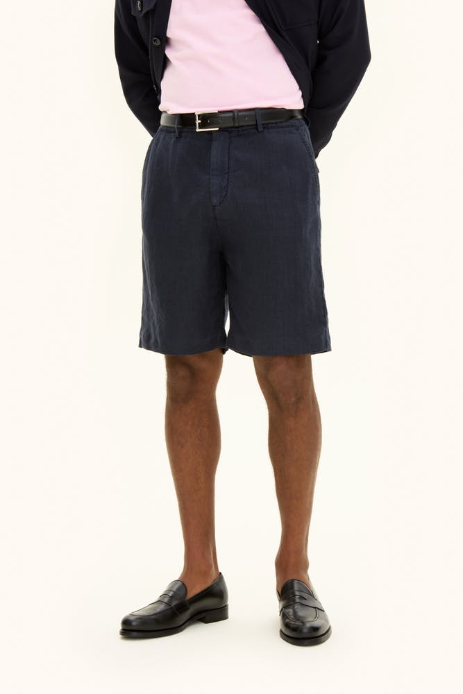 Regular Fit Garment Dye Linen Shorts