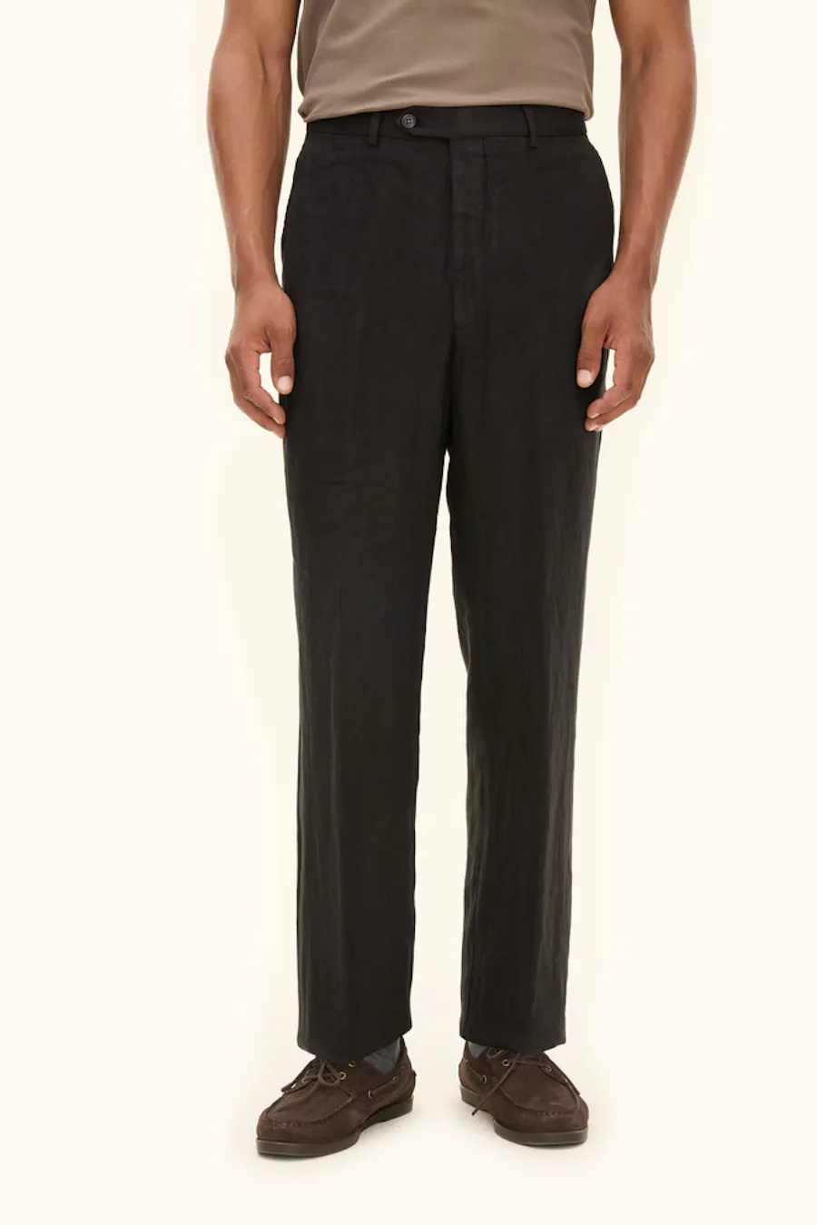 Regular Fit Højtaljet Hør Bukser