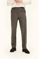 Regular Fit Stribede Uldbukser Høj Talje