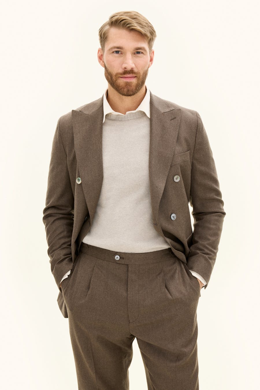 Regular Fit Dobbeltspent Flanell Blazer