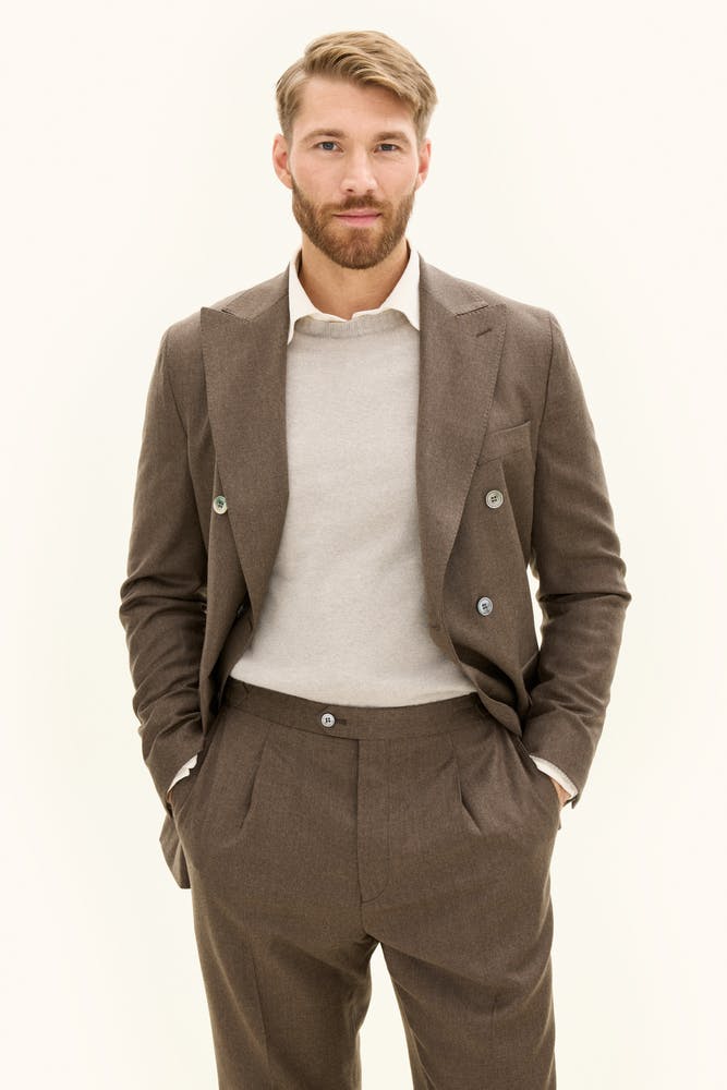 Regular Fit Dobbeltspent Flanell Blazer