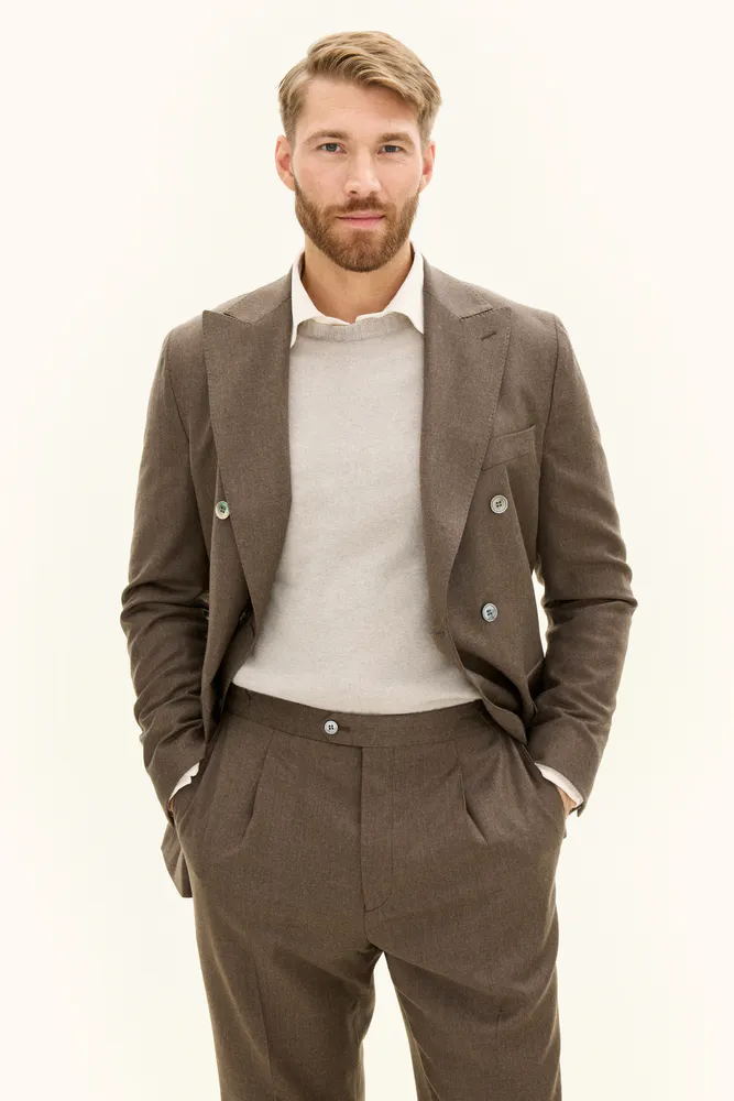 Regular Fit Dubbelknäppt Flanellkavaj