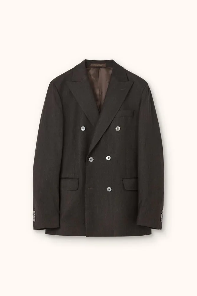 Regular Fit Double Breasted Flannel Blazer