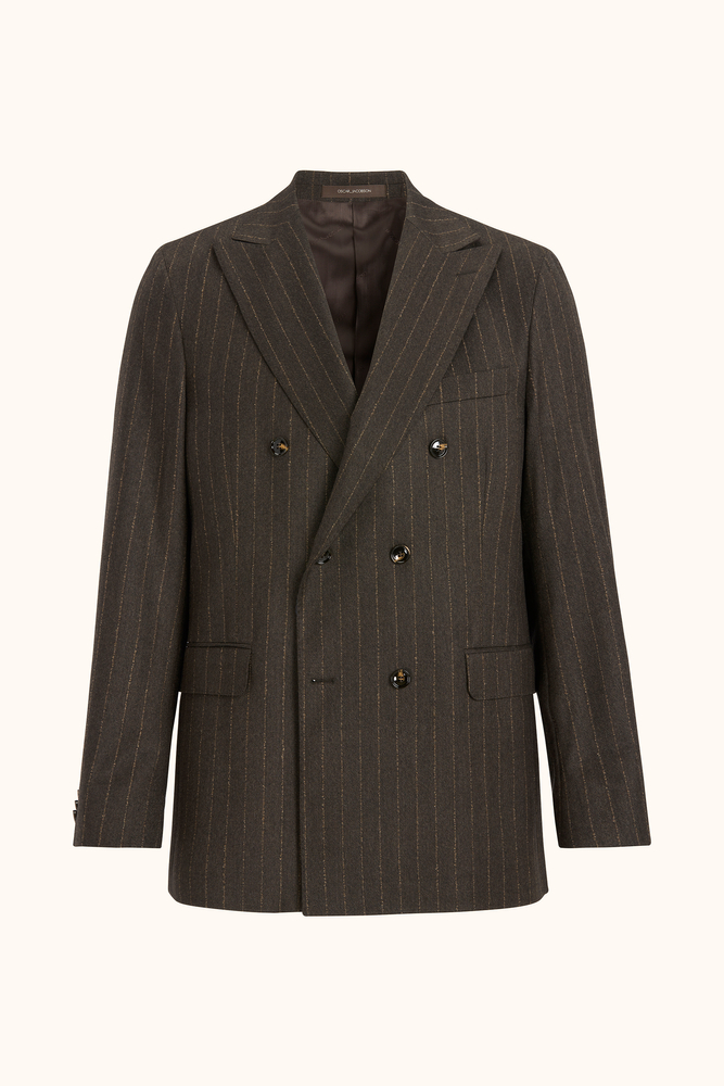 Regular Fit Dobbeltradet Stribet Flannel Blazer