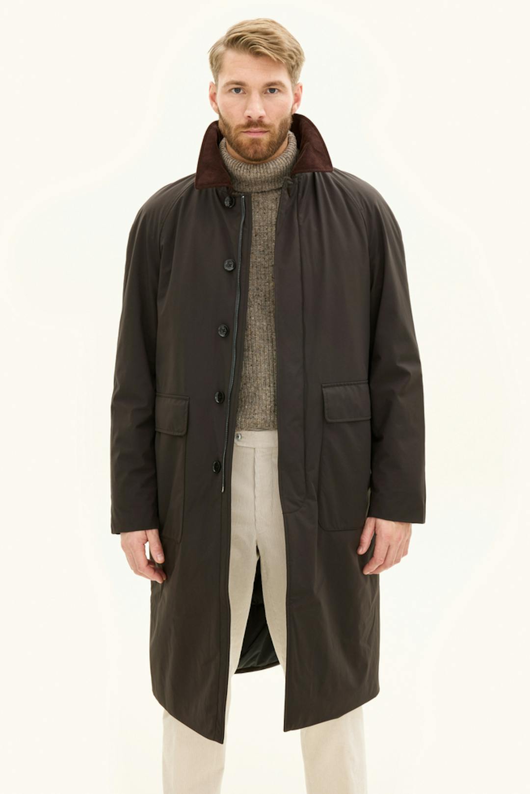 Nylon 3-lags Vattert Raglansfrakk