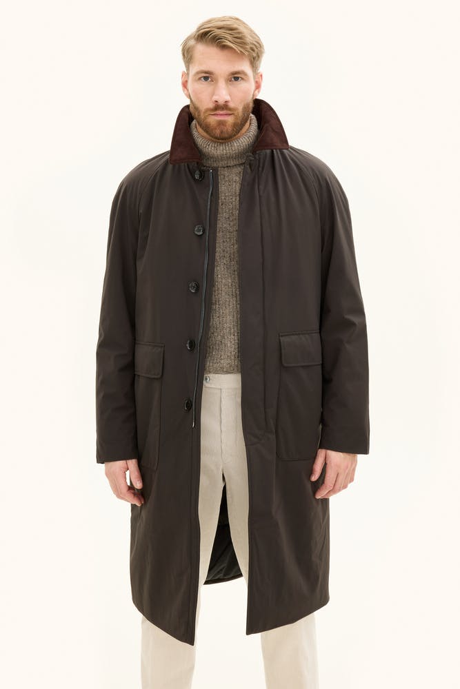 Nylon 3-layer Padded Raglan Coat