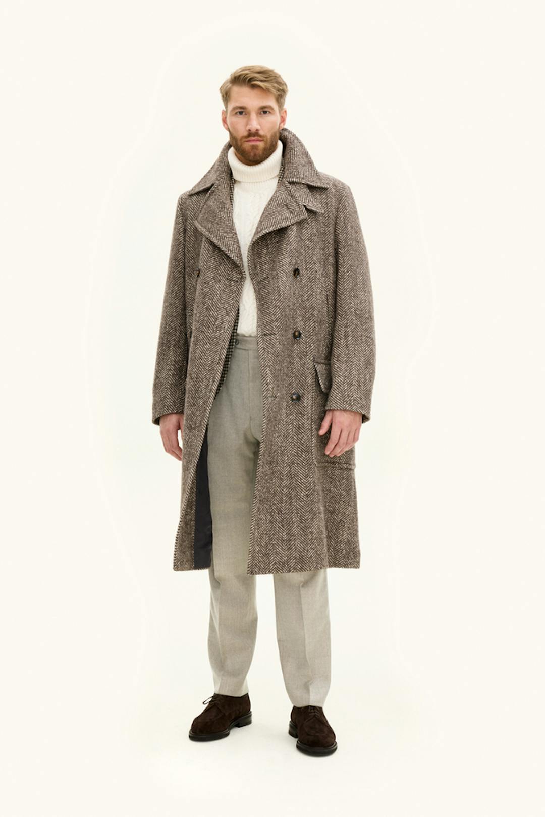 Dobbeltspent Frakk Fiskebensvevd Struktur