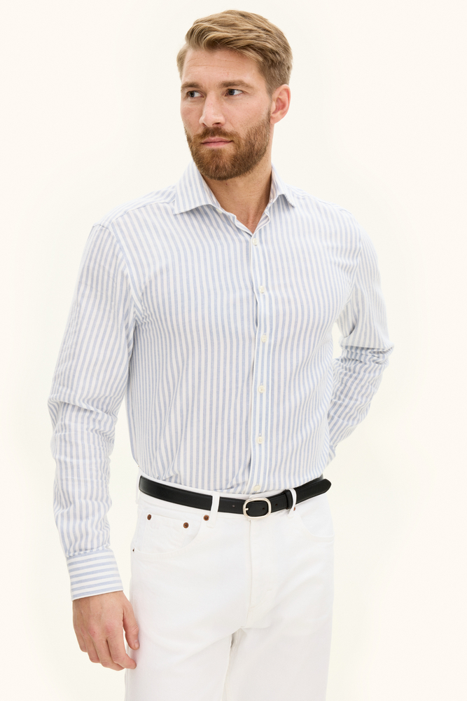 Regular Fit Cut Away Striped Flannel