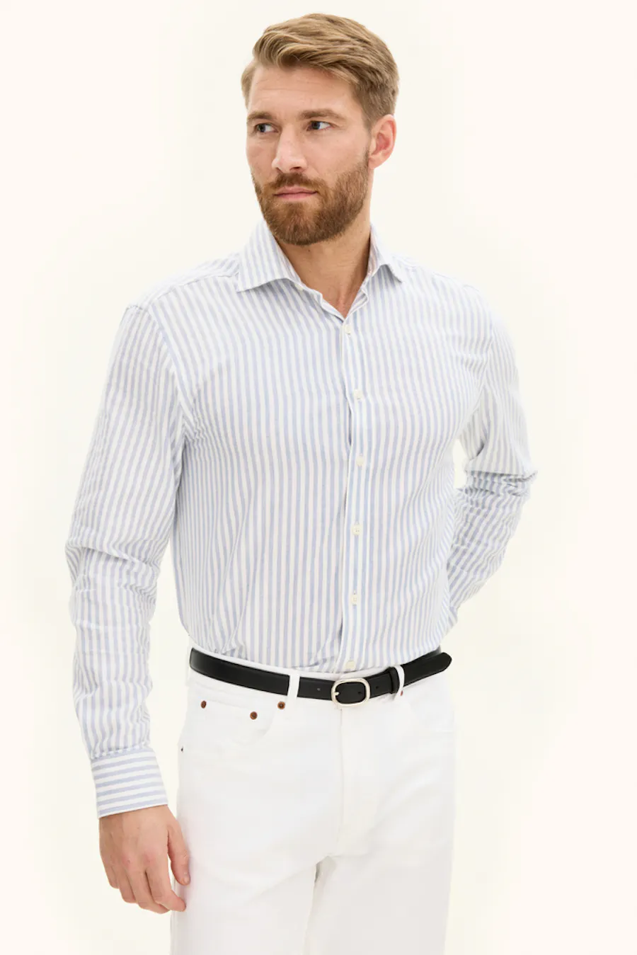 Regular Fit Cut Away Striped Flannel