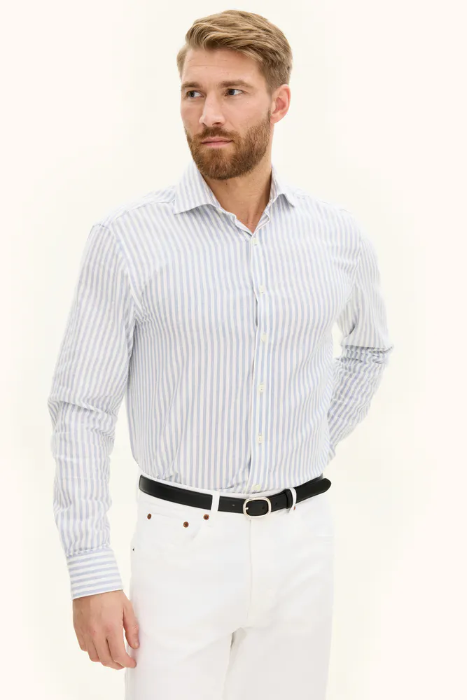 Regular Fit Cut Away Striped Flannel