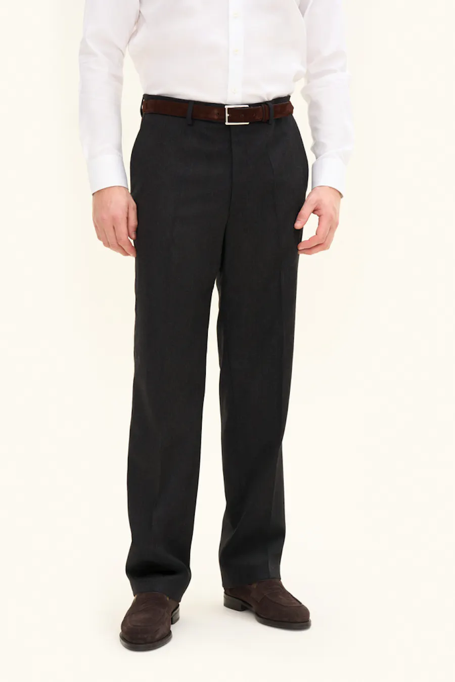 Regular Fit Flanellbyxor Hög Midja