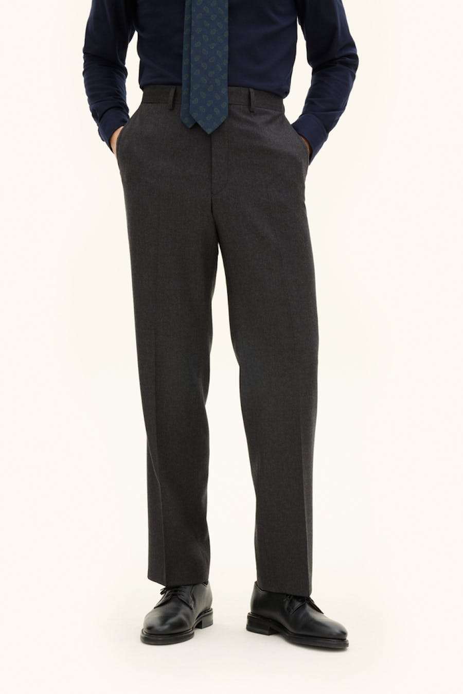 Regular Fit Flanellbukser Høy Midje