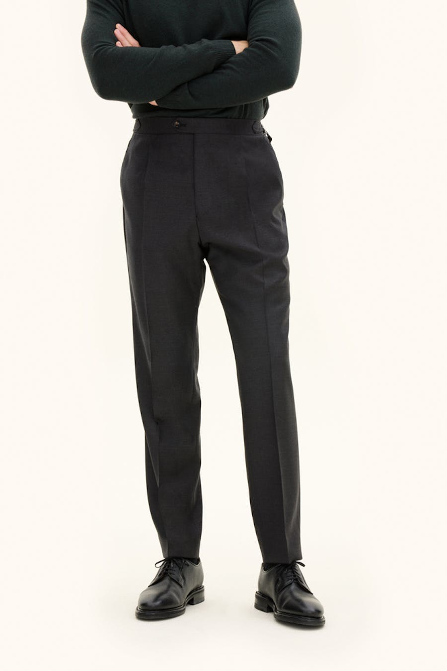 Regular Fit High Waist Brushed Twill Trousers