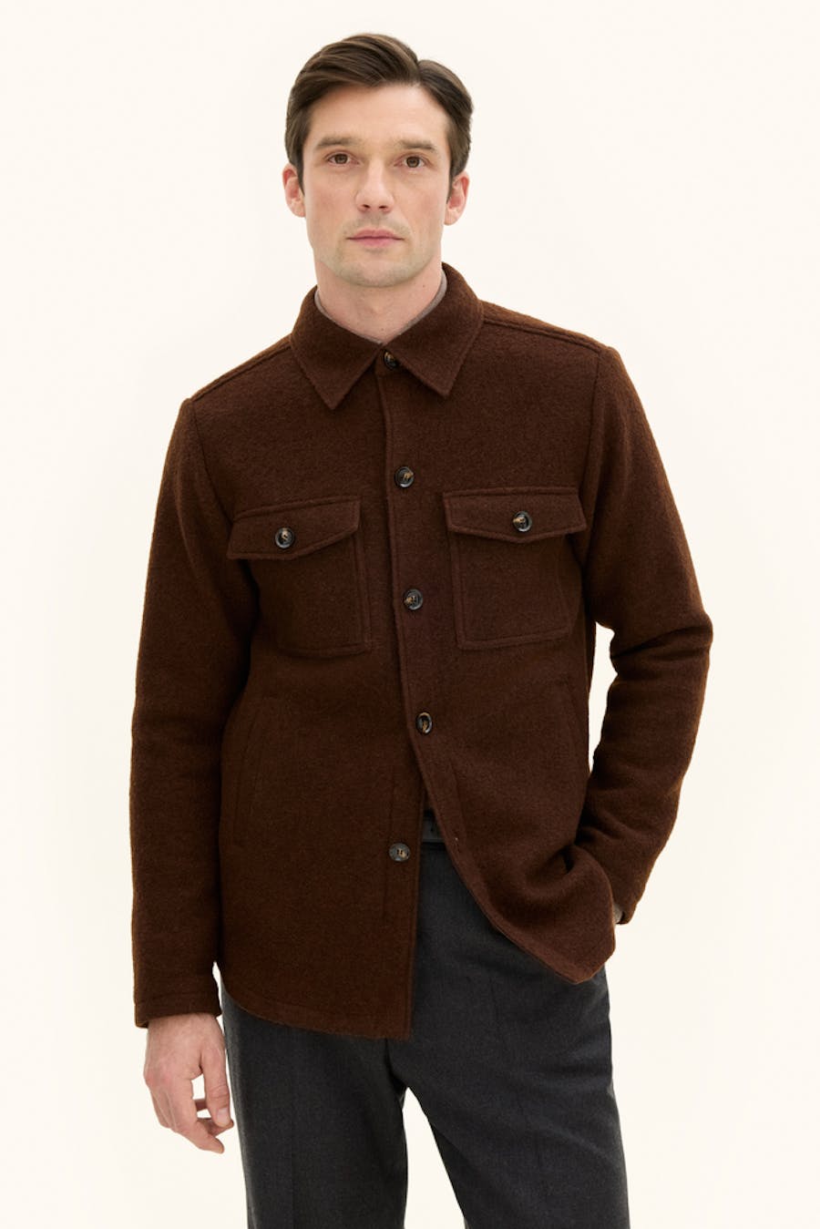 Regular Fit Boiled Wool Overshirt