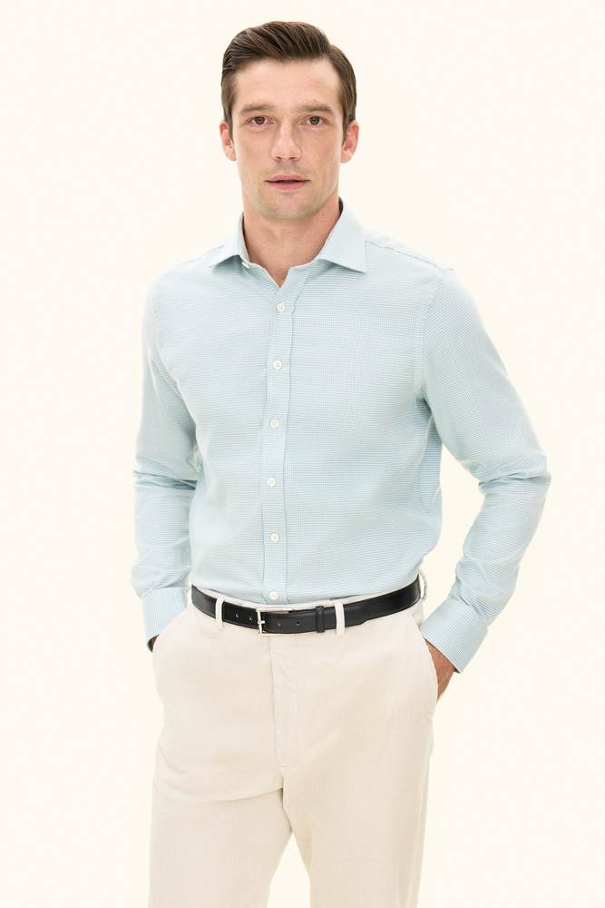 Slim Fit Cut Away Dogtooth Flannelskjorte