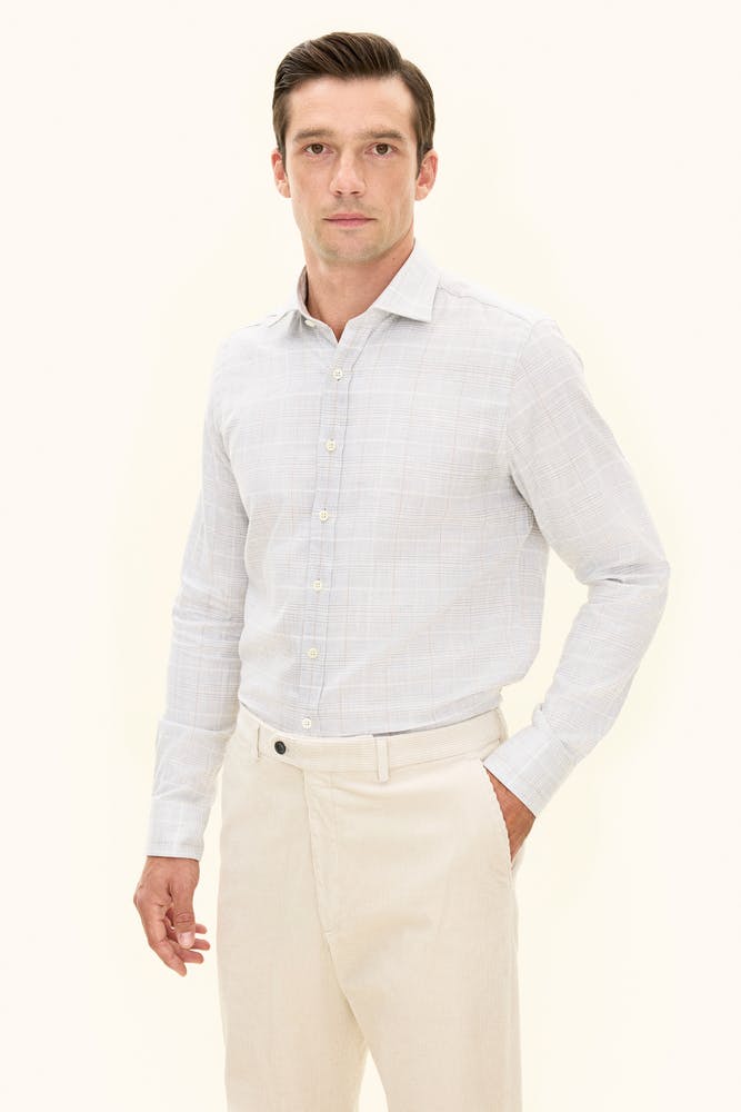 Slim Fit Cut Away Ternet Flannelskjorte