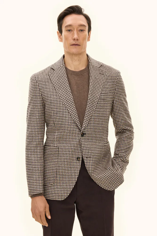 Regular Fit Hundtandsmönstrad Kavaj
