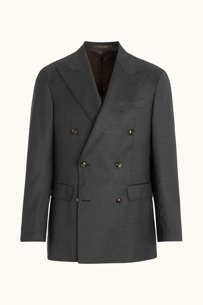 Regular Fit Dobbeltradet Blazer Børstet Twill Tekstur