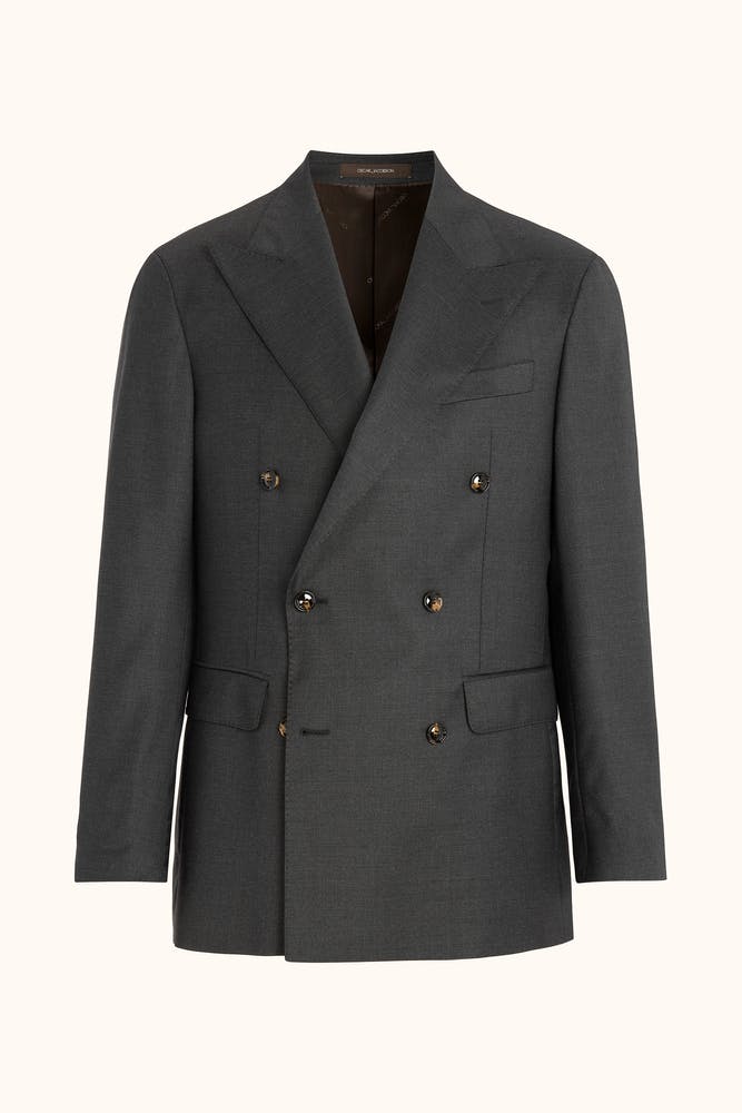 Regular Fit Dobbeltspent Blaxer I Børstet Twill