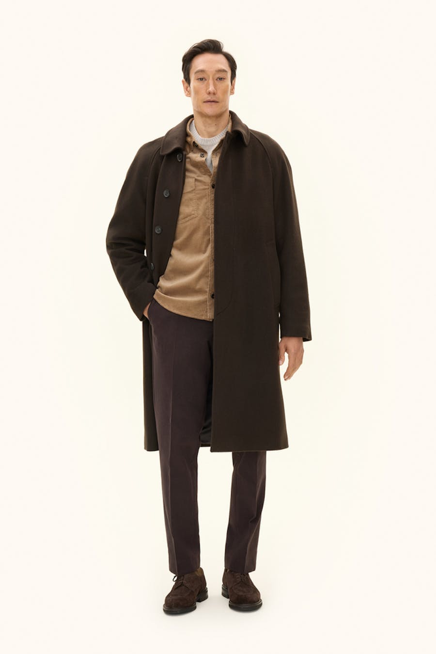 Regular Fit Brushed Wool Raglan Coat