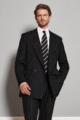 Regular Fit Dobbeltspent Stripete Blazer