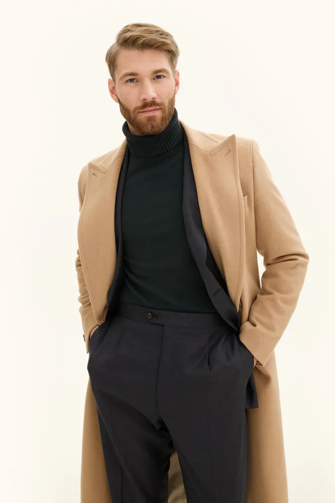 Regular Fit Dubbelknäppt Rock Baby Camel