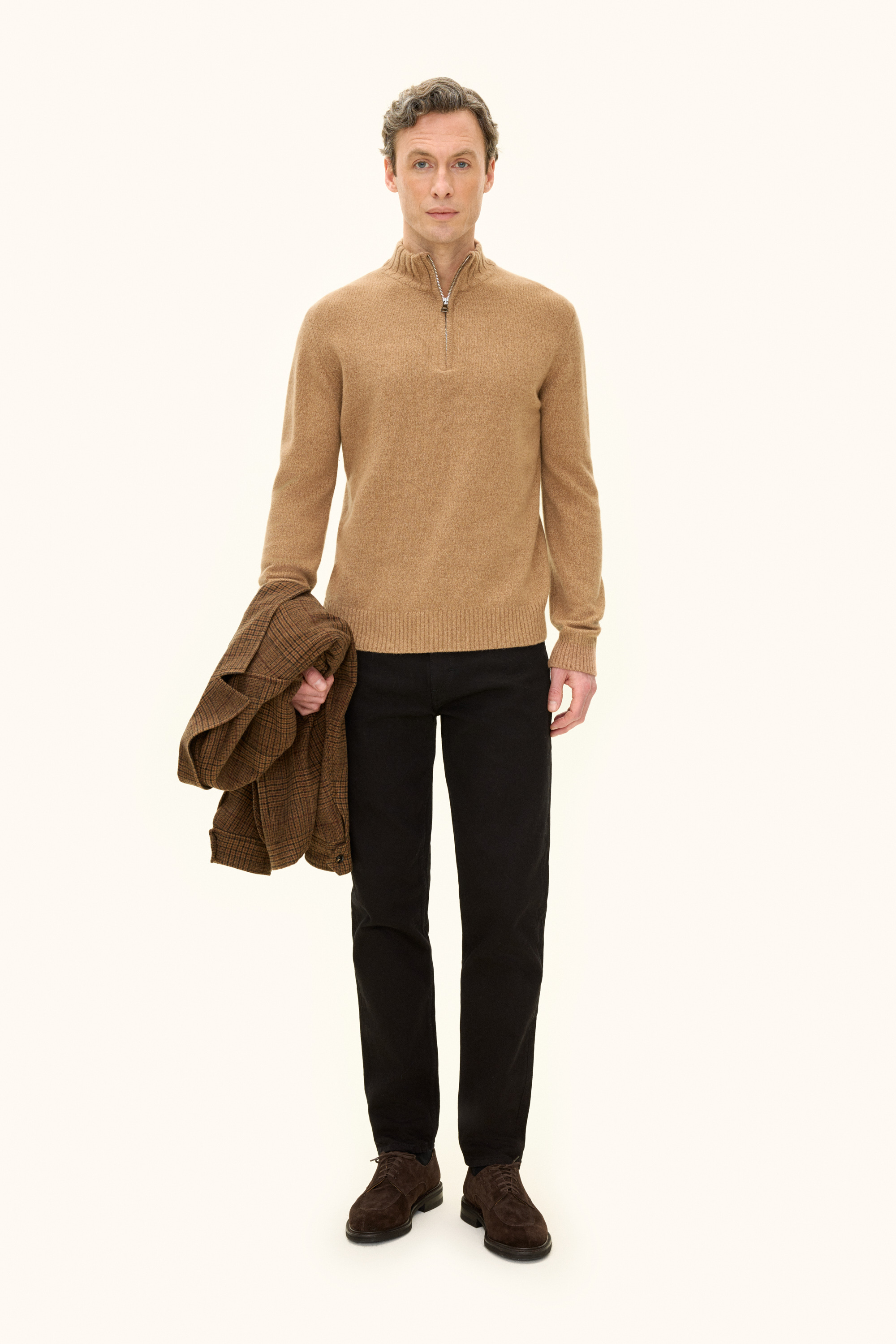 Regular Fit Half Zip - Beige | Oscar Jacobson