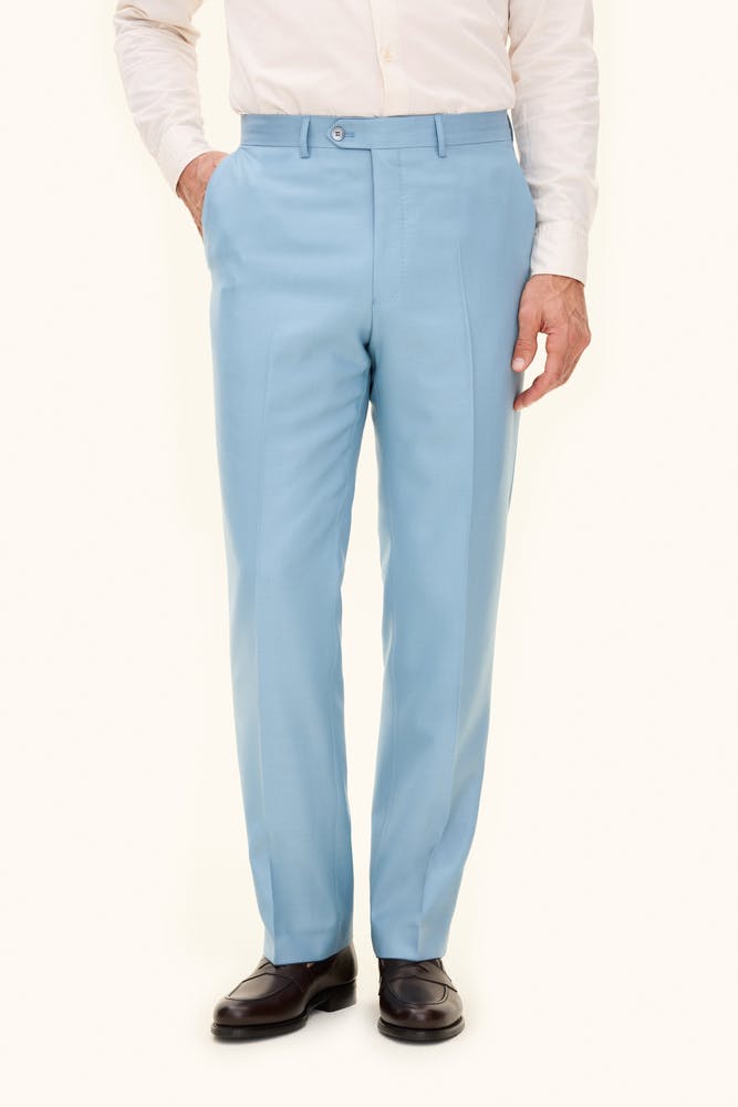 Regular Fit High Waist Wool Twill Trousers