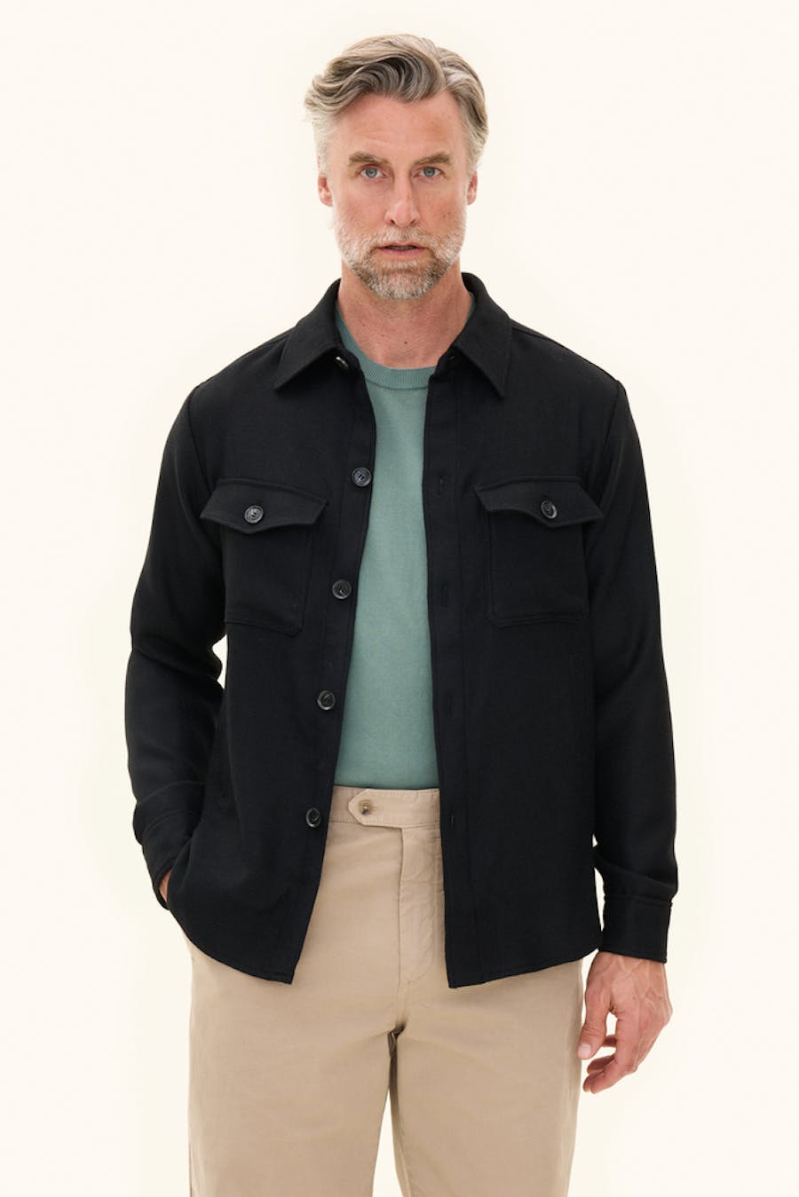 Regular Fit Børstet Twill Uld Overshirt