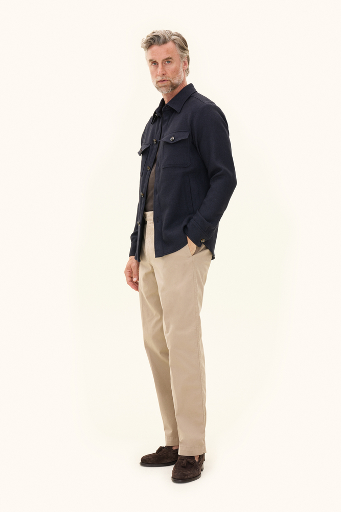 Regular Fit Børstet Twill Uld Overshirt