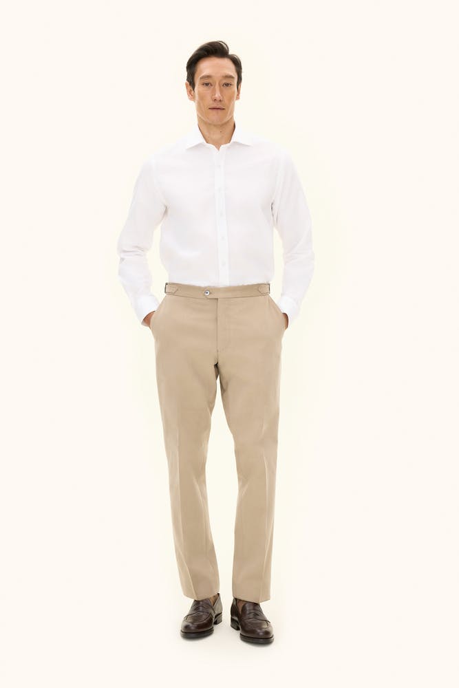 Regular Fit Brushed Cotton Twill Trousers