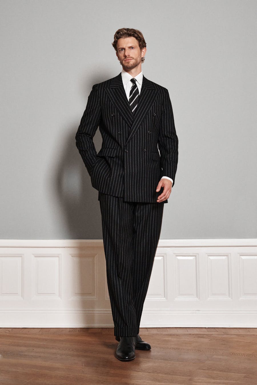 Regular Fit Dobbeltradet Stribet Jakkesæt
