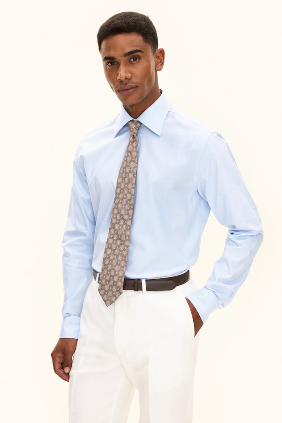 Regular Fit Turn Down Micro Pepita