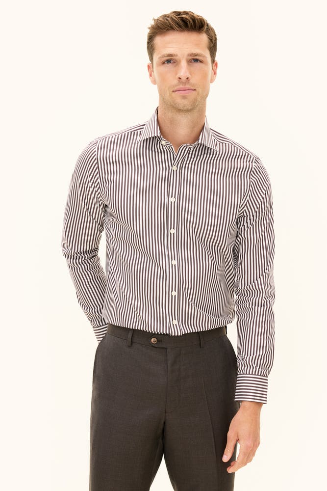 Slim Fit Cut Away Stripete Skjorte