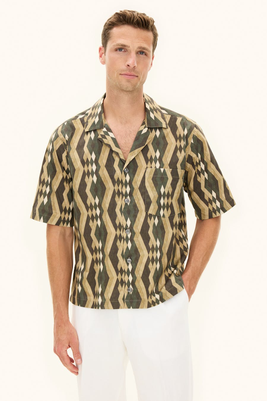 Regular Fit Bowlingkrage Mønstrete Skjorte