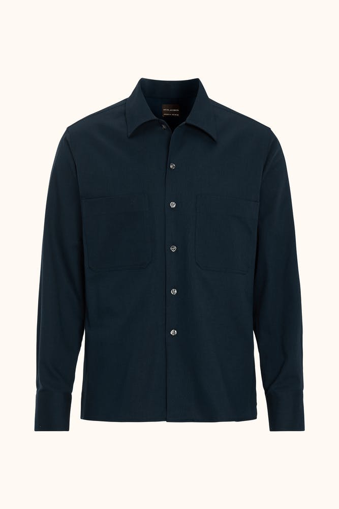 Straight Fit Bowling Krage Twill Skjorte