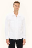 Straight Fit Bowling Krage Twill Skjorte