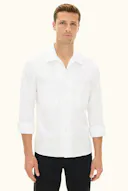 Straight Fit Bowling Collar Twill Skjorte