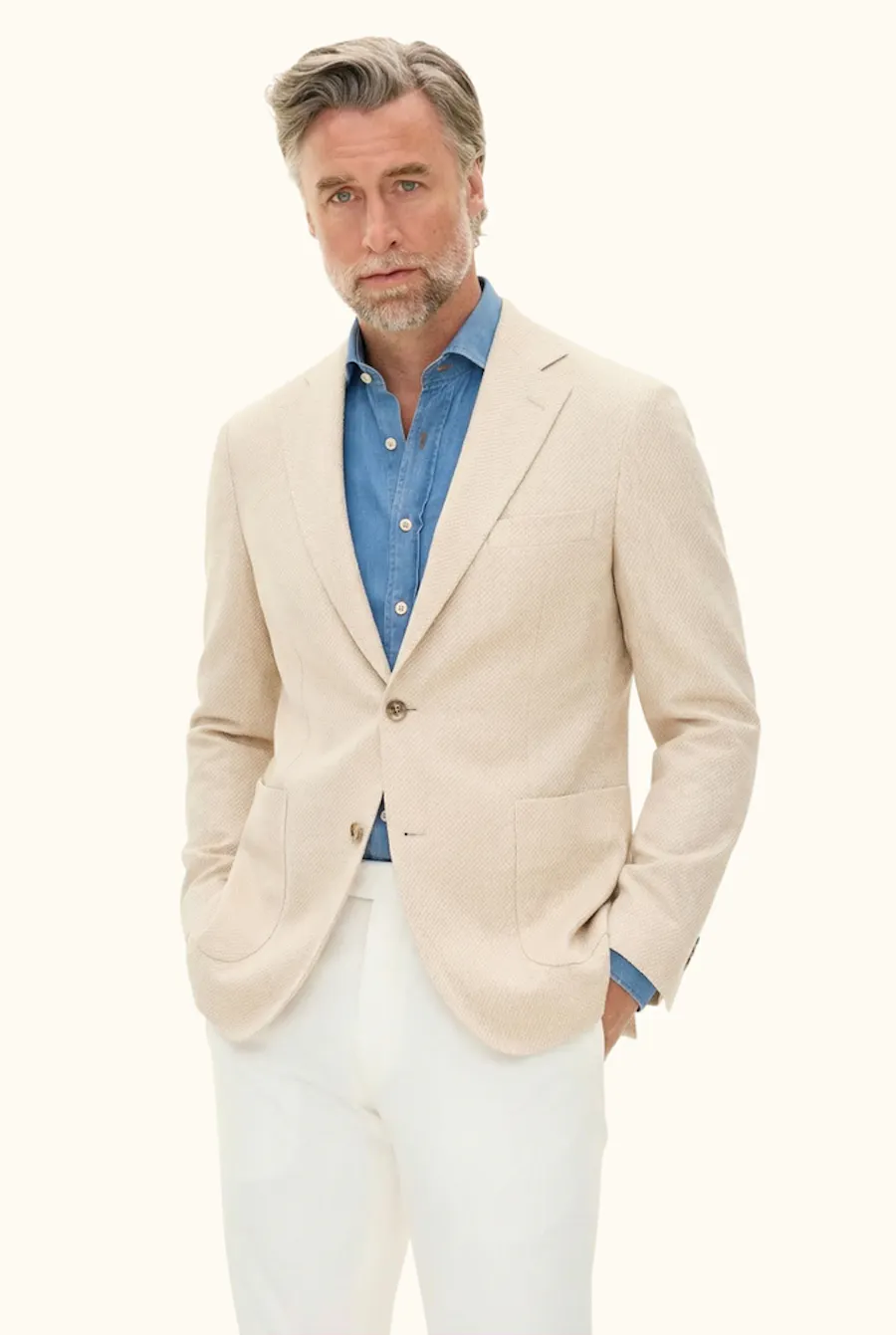 Regular Fit Structured Cotton Blazer