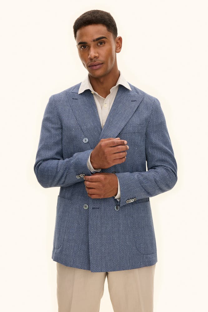 Regular Fit Dobbeltspent Strukturert Blazer