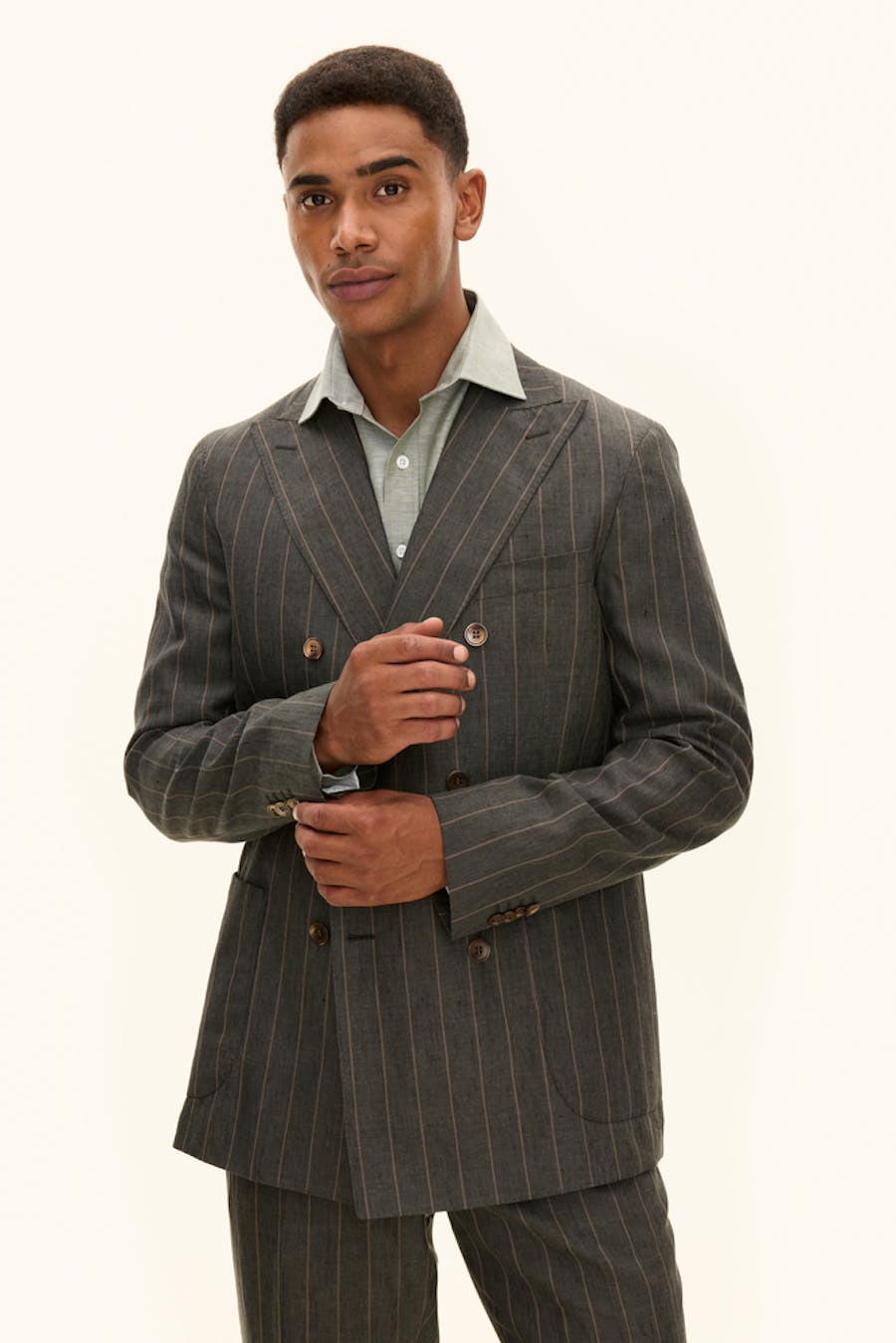 Regular Fit Dobbeltspent Stripete Blazer