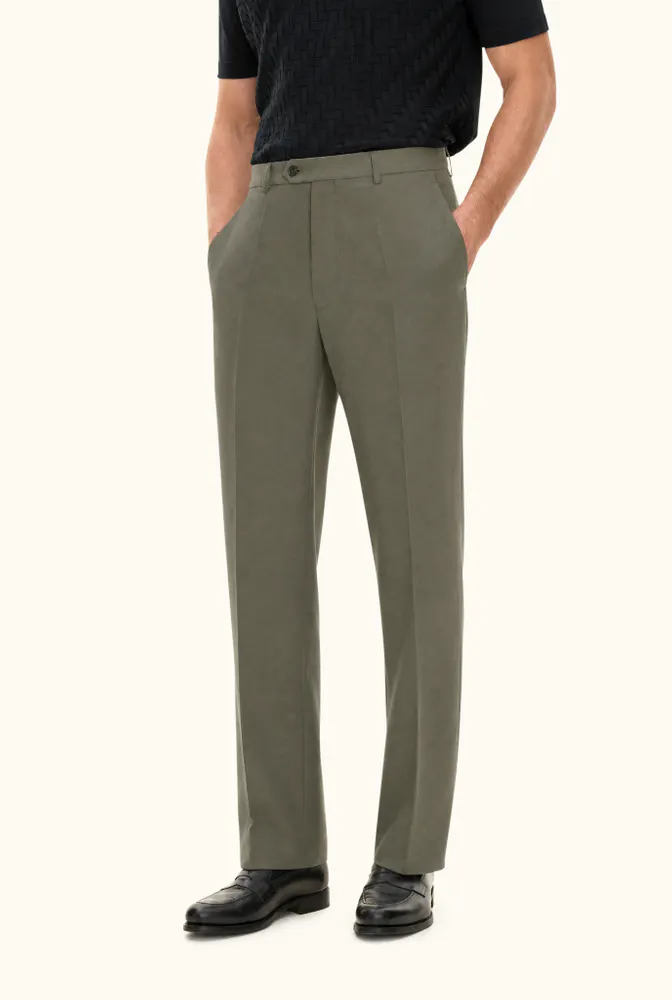 Regular Fit Strukturerade Byxor Hög Midja