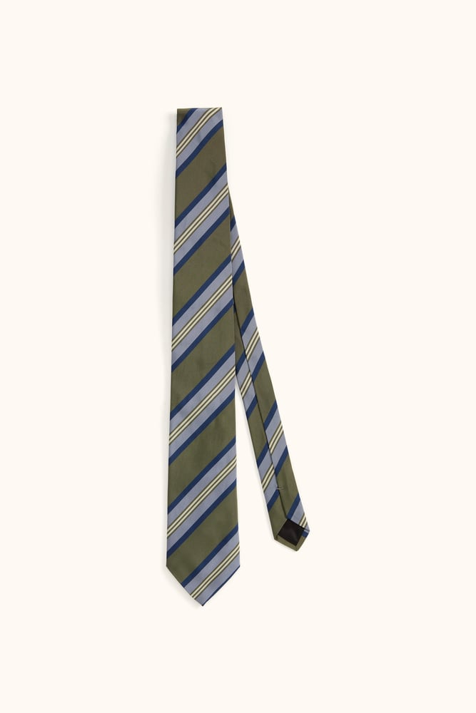 7-Fold Regimental Stripe Silk Tie - Yellow | Oscar Jacobson